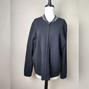 Vince Bomber Jacket with Striped Collar Black Size M